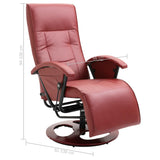 NNEVL Swivel TV Armchair Wine Red Faux Leather