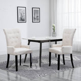 NNEVL Dining Chair with Armrests Beige Fabric