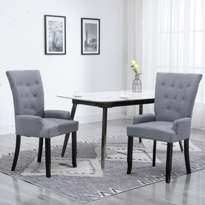 NNEVL Dining Chair with Armrests Light Grey Fabric