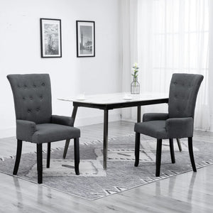 NNEVL Dining Chair with Armrests Dark Grey Fabric