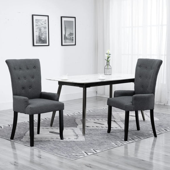 NNEVL Dining Chair with Armrests Dark Grey Fabric