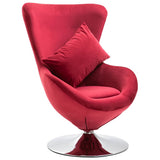 NNEVL Swivel Egg Chair with Cushion Red Velvet