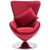 NNEVL Swivel Egg Chair with Cushion Red Velvet
