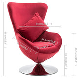 NNEVL Swivel Egg Chair with Cushion Red Velvet
