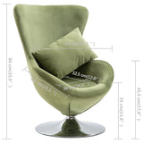 NNEVL Swivel Egg Chair with Cushion Light Green Velvet