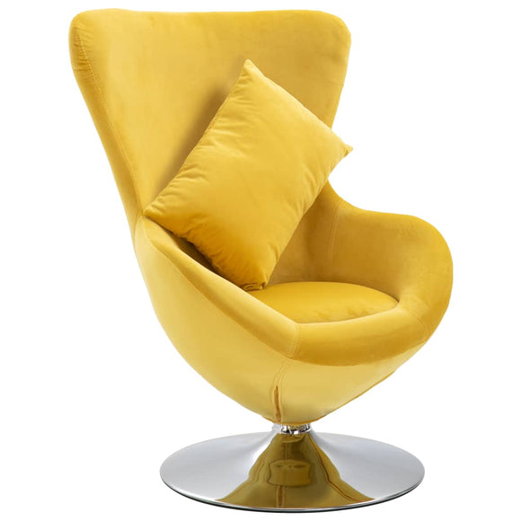 NNEVL Swivel Egg Chair with Cushion Yellow Velvet