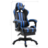 NNEVL Gaming Chair with Footrest Blue Faux Leather