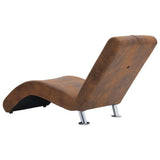 NNEVL Chaise Longue with Pillow Brown Faux Suede Leather