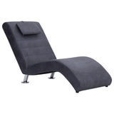 NNEVL Chaise Longue with Pillow Grey Faux Suede Leather