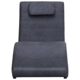 NNEVL Chaise Longue with Pillow Grey Faux Suede Leather