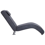NNEVL Chaise Longue with Pillow Grey Faux Suede Leather