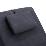 NNEVL Chaise Longue with Pillow Grey Faux Suede Leather