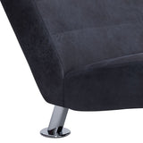 NNEVL Chaise Longue with Pillow Grey Faux Suede Leather