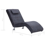 NNEVL Chaise Longue with Pillow Grey Faux Suede Leather
