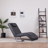 NNEVL Chaise Longue with Pillow Grey Faux Suede Leather