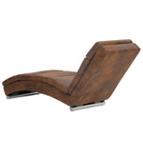 NNEVL Chaise Longue Brown Faux Suede Leather