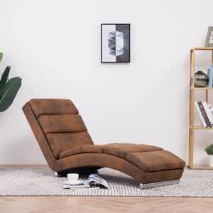 NNEVL Chaise Longue Brown Faux Suede Leather