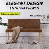 NNEVL Bench 139.5 cm Brown Faux Suede Leather