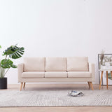 NNEVL 3-Seater Sofa Fabric Cream