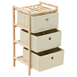 NNEVL Storage Racks with 3 Fabric Baskets 2 pcs Beige Cedar Wood