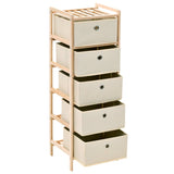 NNEVL Storage Racks with 5 Fabric Baskets 2 pcs Beige Cedar Wood