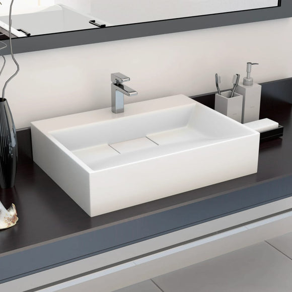 NNEVL Wash Basin 50x38x13 cm Mineral Cast/Marble Cast White