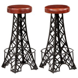 NNEVL Bar Stools 2 pcs Real Leather