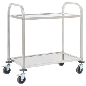 NNEVL 2-Tier Kitchen Trolley 96.5x55x90 cm Stainless Steel