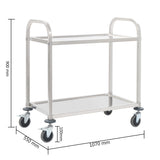 NNEVL 2-Tier Kitchen Trolley 96.5x55x90 cm Stainless Steel