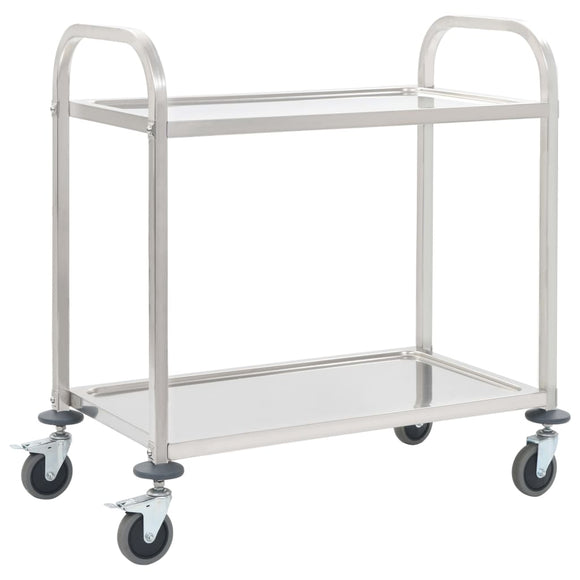 NNEVL 2-Tier Kitchen Trolley 95x45x83.5 cm Stainless Steel