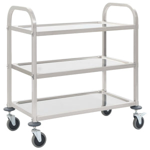 NNEVL 3-Tier Kitchen Trolley 96.5x55x90 cm Stainless Steel