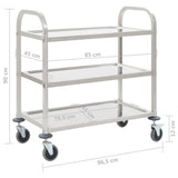 NNEVL 3-Tier Kitchen Trolley 96.5x55x90 cm Stainless Steel
