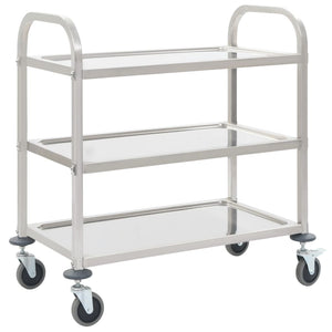 NNEVL 3-Tier Kitchen Trolley 95x45x83.5 cm Stainless Steel