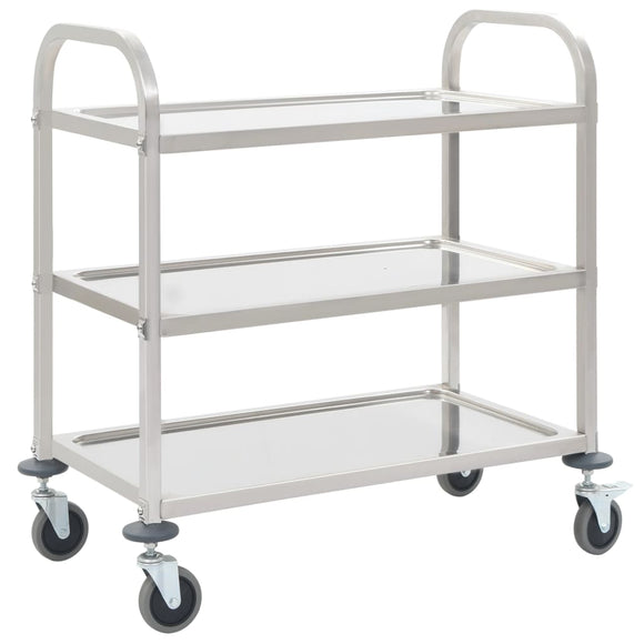 NNEVL 3-Tier Kitchen Trolley 95x45x83.5 cm Stainless Steel
