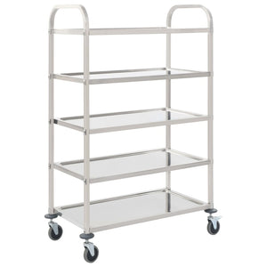 NNEVL 5-Tier Kitchen Trolley 107x55x147 cm Stainless Steel