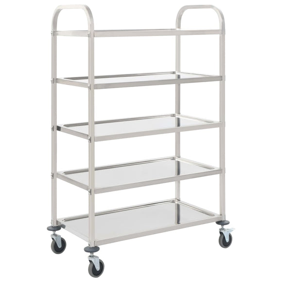 NNEVL 5-Tier Kitchen Trolley 107x55x147 cm Stainless Steel