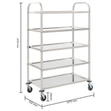 NNEVL 5-Tier Kitchen Trolley 107x55x147 cm Stainless Steel