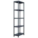NNEVL Storage Shelf Racks 5 pcs Black 125 kg 60x30x180 cm Plastic