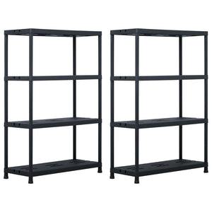 NNEVL Storage Shelf Racks 2 pcs Black 220 kg 90x40x138 cm Plastic