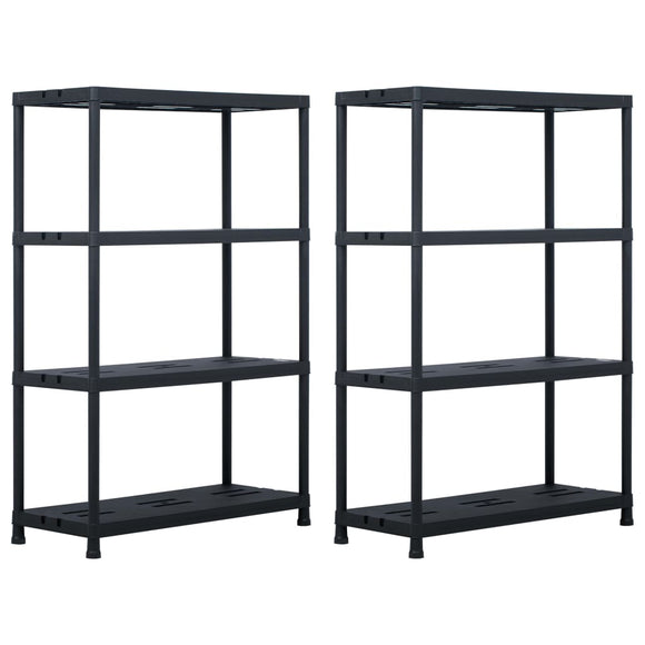 NNEVL Storage Shelf Racks 2 pcs Black 220 kg 90x40x138 cm Plastic