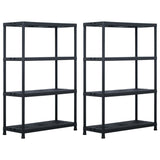 NNEVL Storage Shelf Racks 2 pcs Black 220 kg 90x40x138 cm Plastic