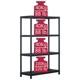 NNEVL Storage Shelf Racks 2 pcs Black 220 kg 90x40x138 cm Plastic