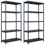 NNEVL Storage Shelf Racks 2 pcs Black 260 kg 90x40x180 cm Plastic