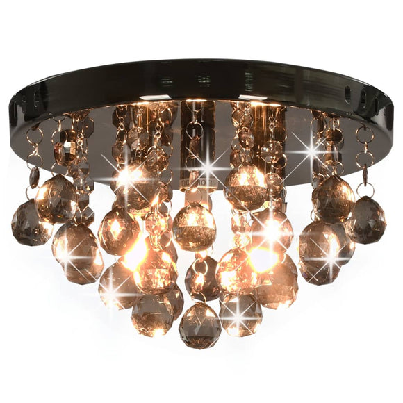 NNEVL Ceiling Lamp with Smoky Beads Black Round G9