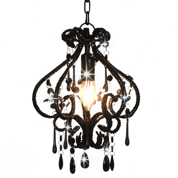 NNEVL Ceiling Lamp with Beads Black Round E14