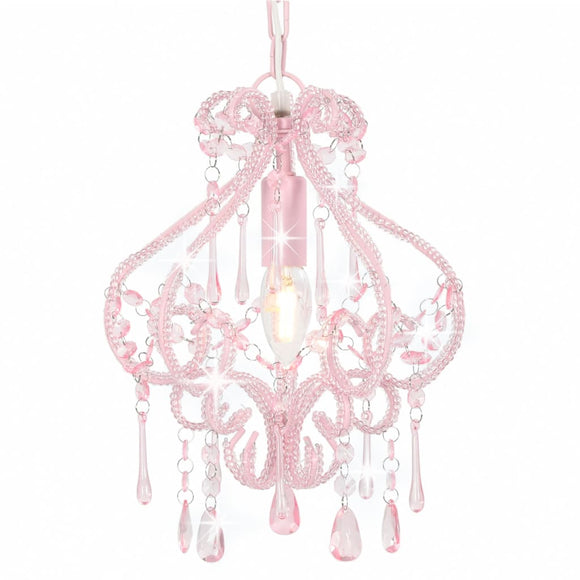 NNEVL Ceiling Lamp with Beads Pink Round E14