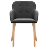 NNEVL Dining Chairs 2 pcs Dark Grey Fabric and Solid Oak Wood