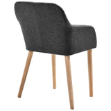NNEVL Dining Chairs 2 pcs Dark Grey Fabric and Solid Oak Wood