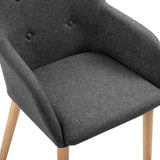 NNEVL Dining Chairs 2 pcs Dark Grey Fabric and Solid Oak Wood