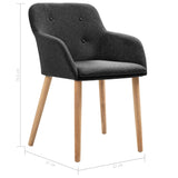 NNEVL Dining Chairs 2 pcs Dark Grey Fabric and Solid Oak Wood
